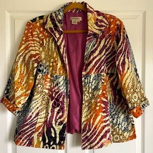 Patrick Christopher Women’s Vintage Rainbow Multicolor Zebra Print Blazer - 1X